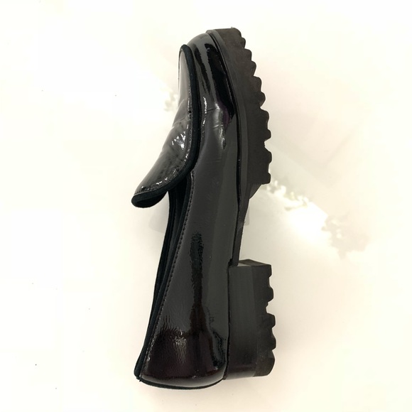 Donald Pliner Platform Loafer Flats Black Leather - Picture 3 of 4